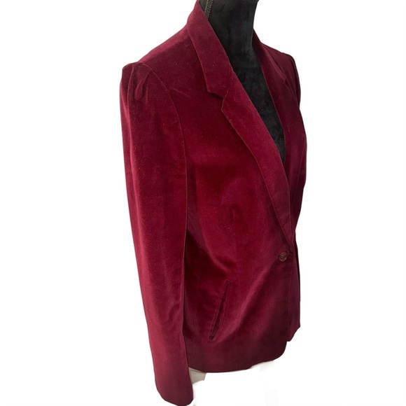 Vintage 1970s Women's Cranberry Velvet Blazer Size 12 - Picture 2 of 12
